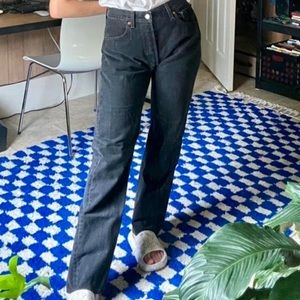 VINTAGE 90s BLACK LEVI 501 high waisted button fly